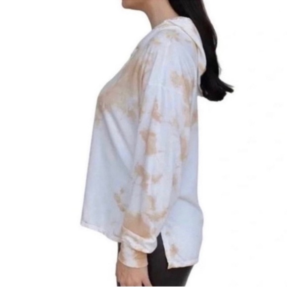 FOUND Los Angeles NWT Dreamer Rose Taupe Tie-Dye Hi-Lo Hoodie S - Picture 2 of 5